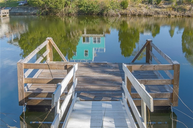 view of dock featuring a water view