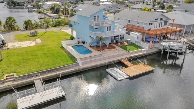 exterior space featuring a water view