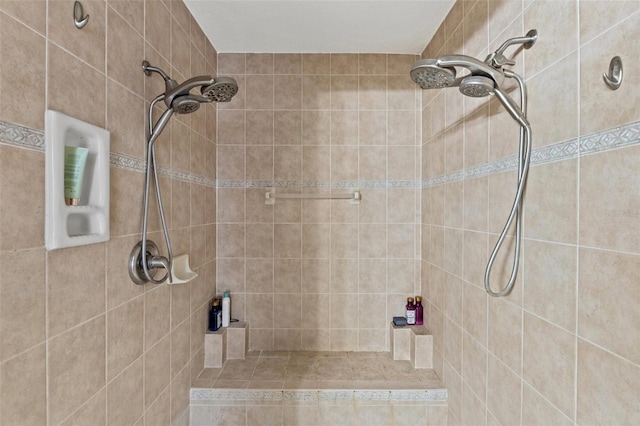 bathroom with tiled shower