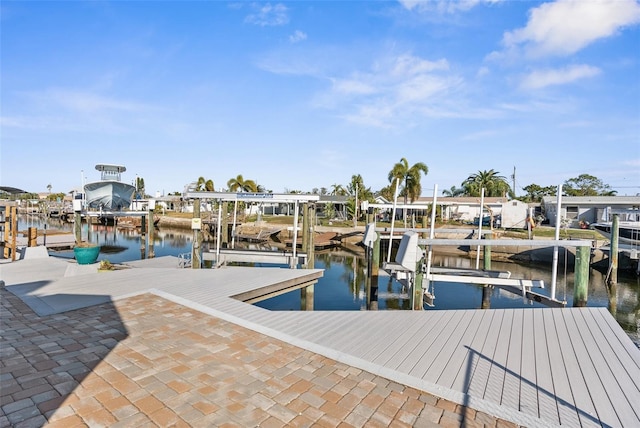 view of dock featuring a water view