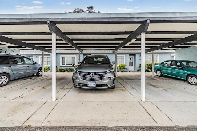 view of parking with a carport