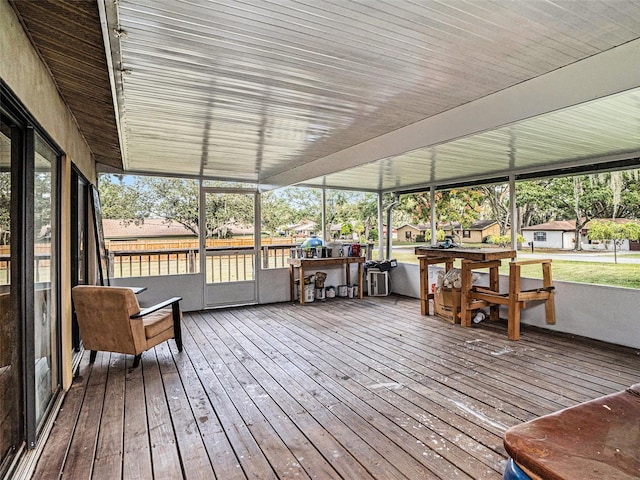 view of unfurnished sunroom