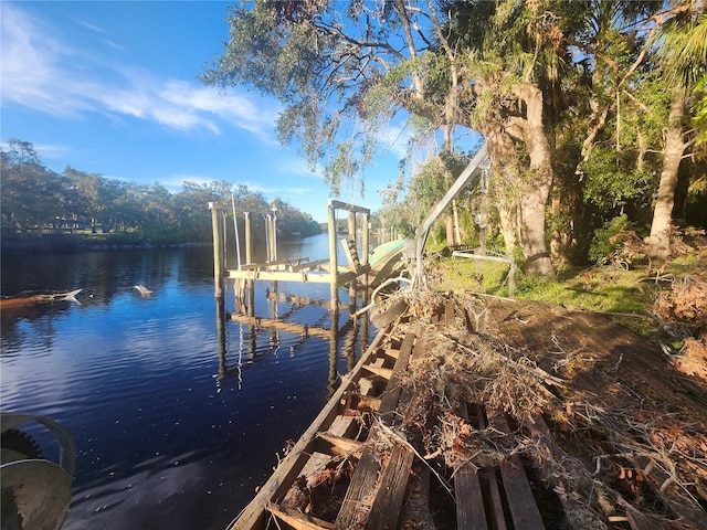 view of dock featuring a water view