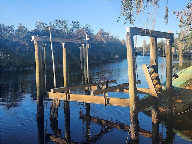 view of dock featuring a water view