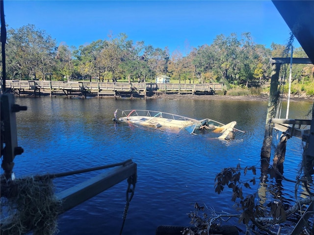 dock area featuring a water view