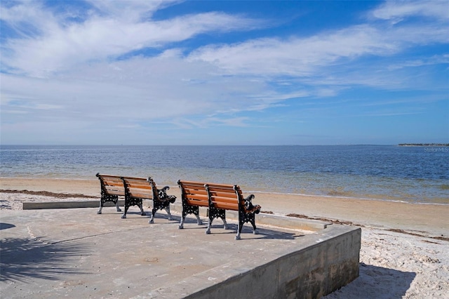 view of water feature with a view of the beach