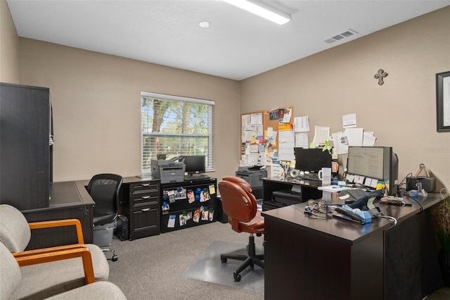 office with light carpet