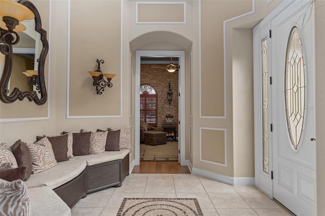 view of tiled foyer entrance