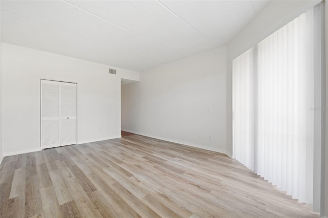 interior space featuring light hardwood / wood-style flooring and a closet