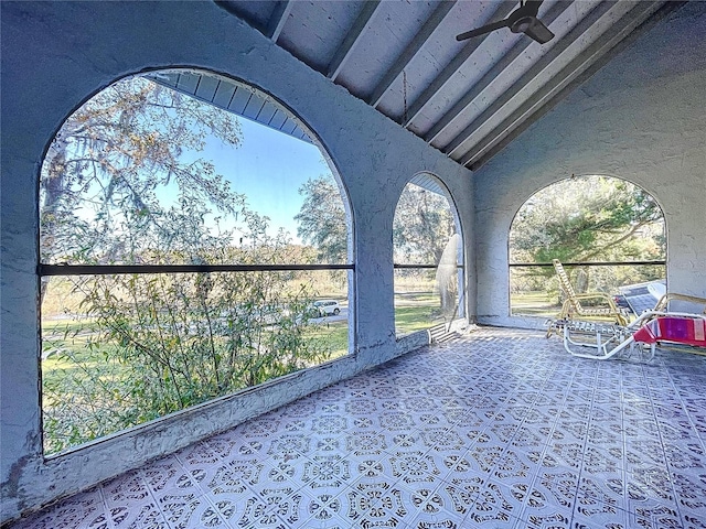 view of patio with ceiling fan