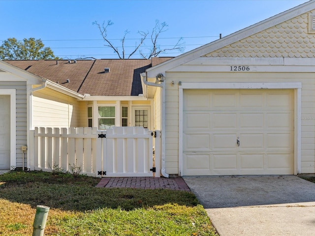 view of front of house with a front yard and a garage