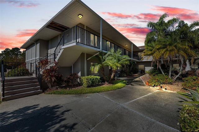 view of property exterior at dusk