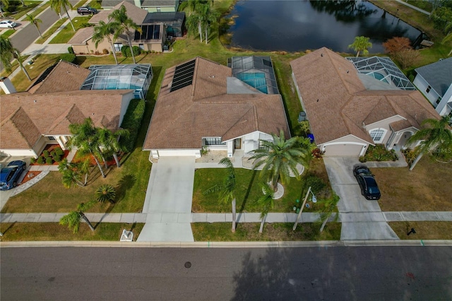 bird's eye view featuring a water view