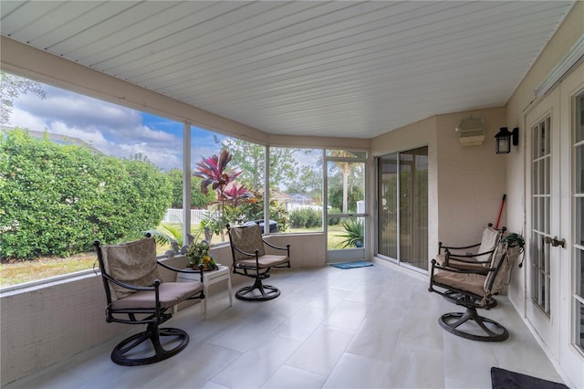 sunroom with french doors