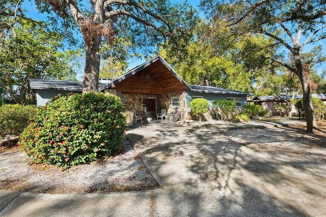 view of front of house featuring stone siding