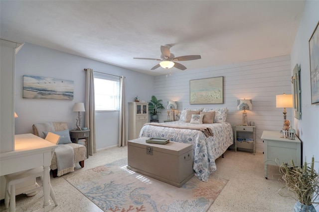 bedroom featuring ceiling fan