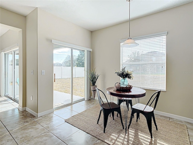 view of tiled dining room