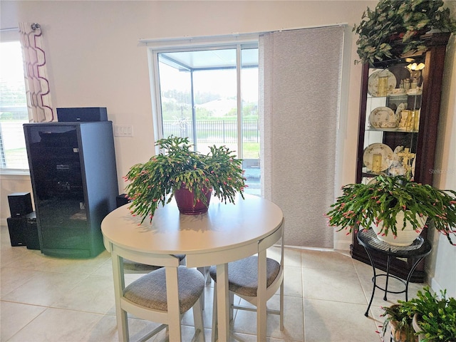 tiled dining area with a healthy amount of sunlight