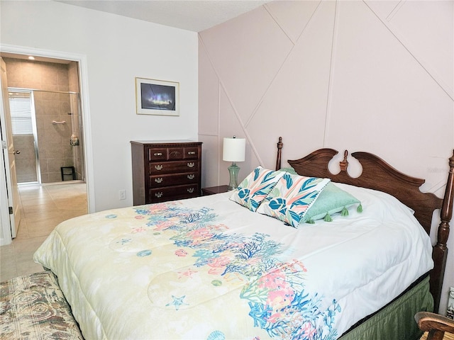 bedroom featuring light tile patterned floors