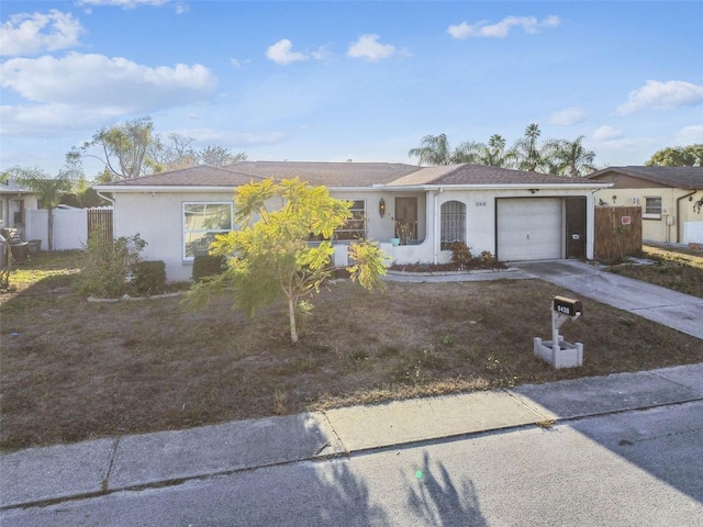 single story home with a garage