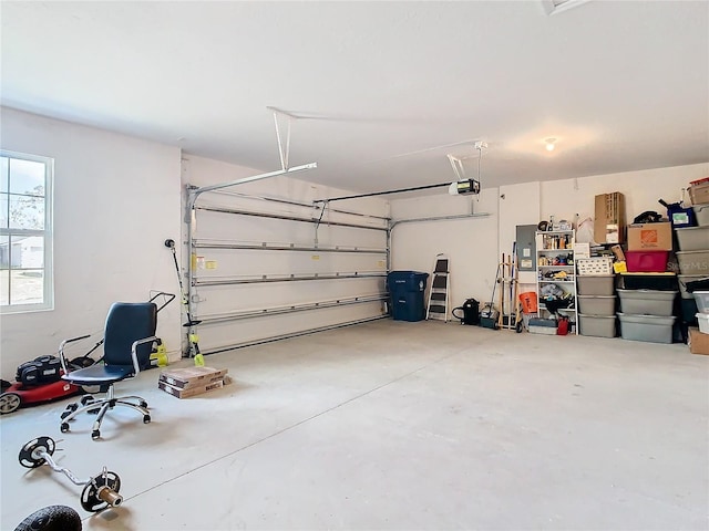 garage with a garage door opener