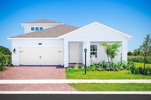 view of front facade featuring a garage and a front yard