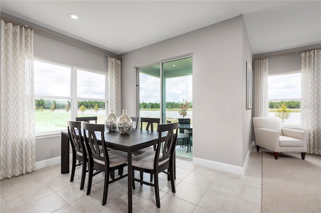 tiled dining room with a healthy amount of sunlight