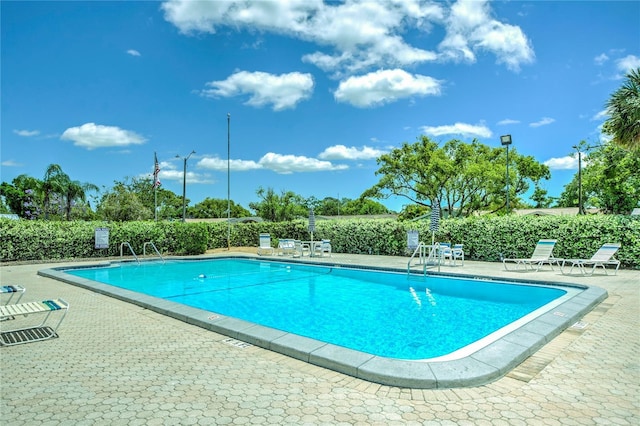 view of pool featuring a patio