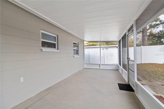 view of unfurnished sunroom