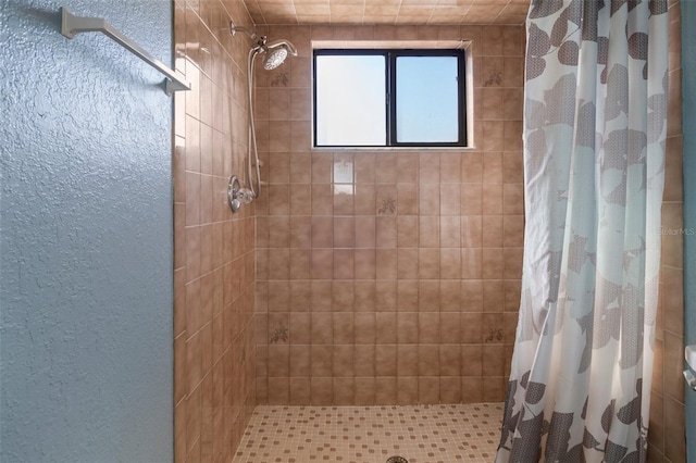 bathroom with a shower with curtain