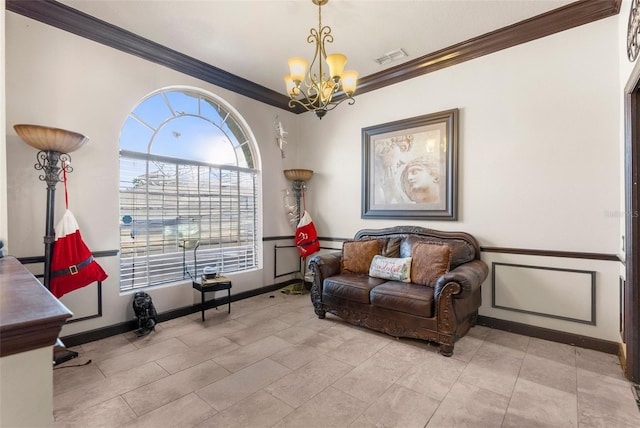 14101 Andrew Scott Rd, Spring Hill, FL 34609 - sitting room with crown molding and a chandelier