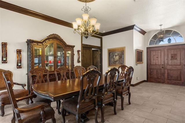 14101 Andrew Scott Rd, Spring Hill, FL 34609 - dining area featuring a chandelier and crown molding