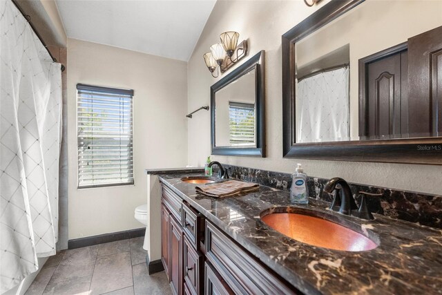 14101 Andrew Scott Rd, Spring Hill, FL 34609 - full bathroom with double vanity and lofted ceiling