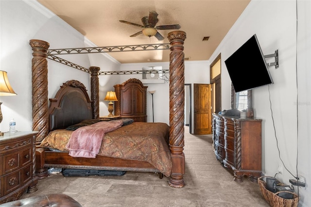 14101 Andrew Scott Rd, Spring Hill, FL 34609 - bedroom featuring crown molding and a ceiling fan