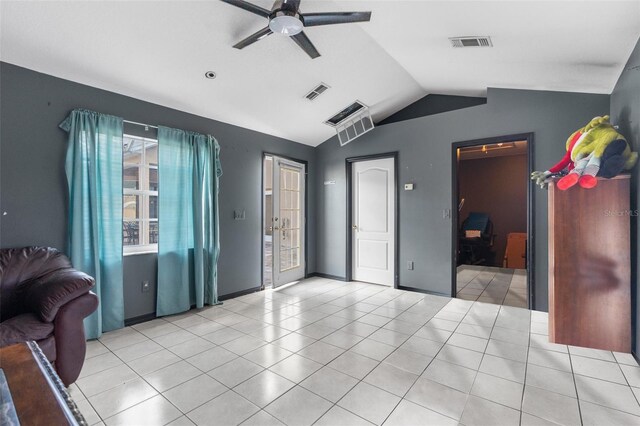 14101 Andrew Scott Rd, Spring Hill, FL 34609 - unfurnished room with vaulted ceiling, ceiling fan, and tile patterned flooring