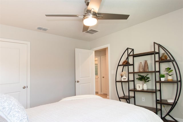 bedroom featuring ceiling fan