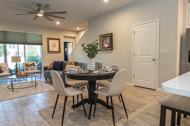 dining area featuring ceiling fan