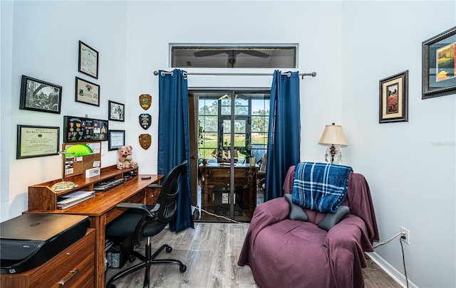 office area featuring hardwood / wood-style flooring