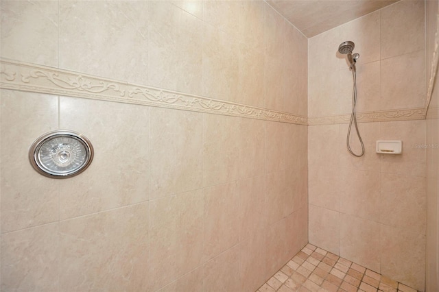 bathroom featuring a tile shower