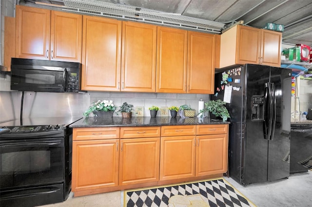 kitchen with black appliances