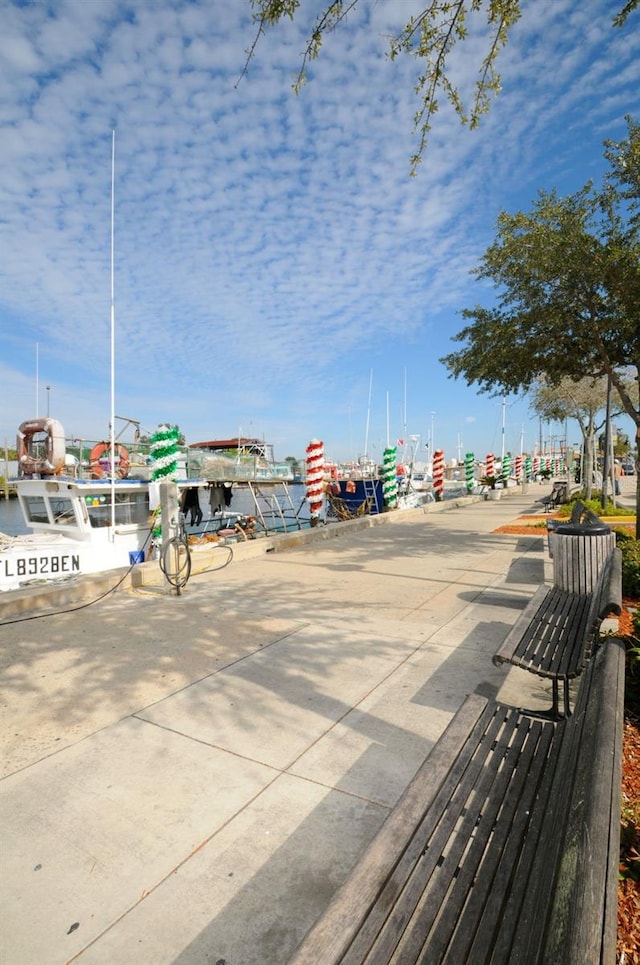 view of home's community with a water view