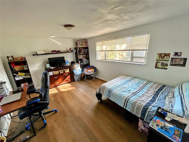 bedroom with wood-type flooring