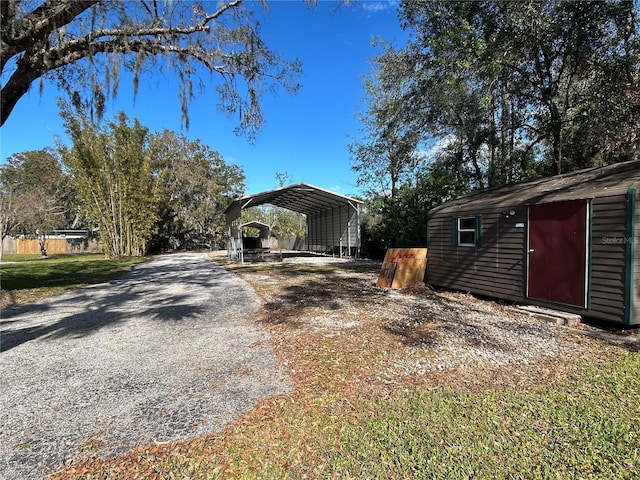 exterior space featuring a carport