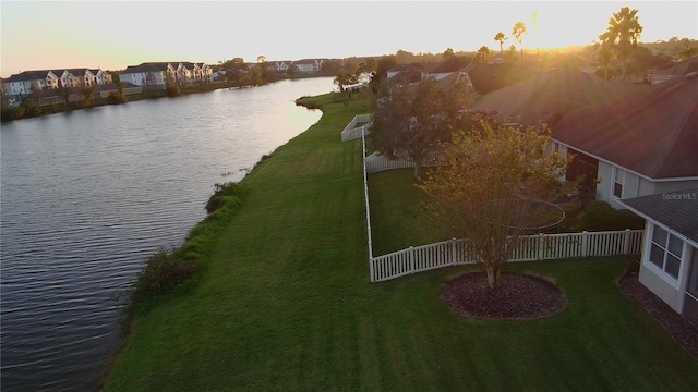 exterior space featuring a water view