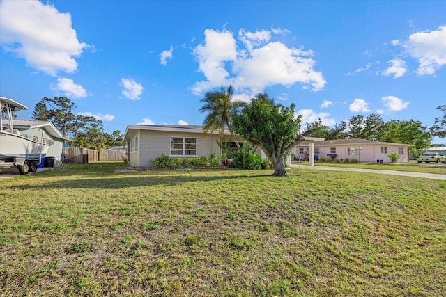 106 Aurora St E, Venice, FL 34285 - ranch-style house featuring a front lawn and fence