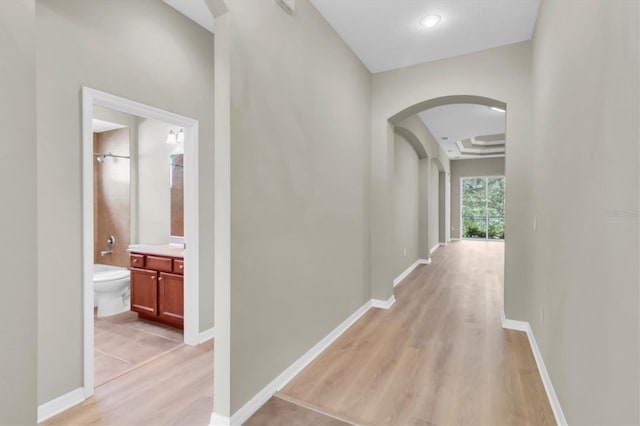 hall featuring light hardwood / wood-style flooring