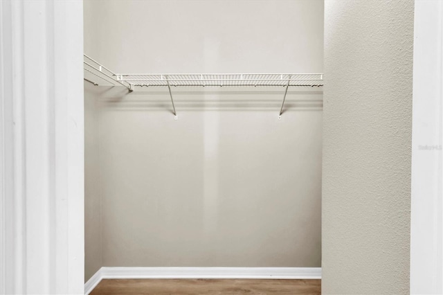 walk in closet featuring hardwood / wood-style flooring