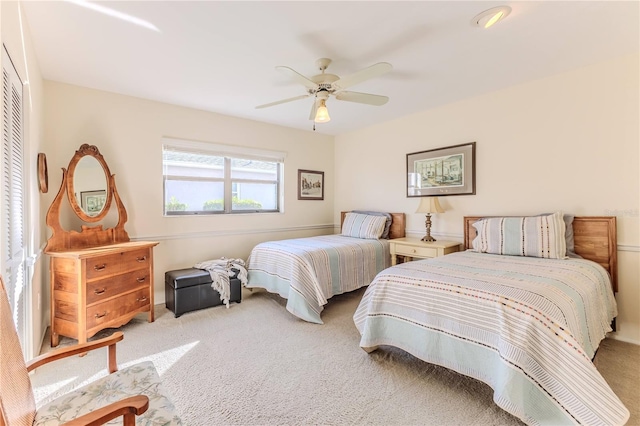 bedroom with carpet and ceiling fan