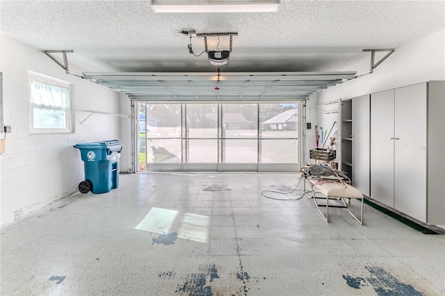 garage with a garage door opener