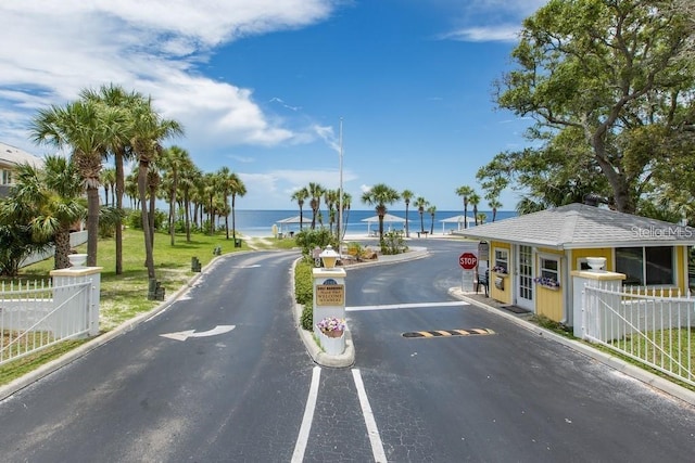 view of road featuring a water view